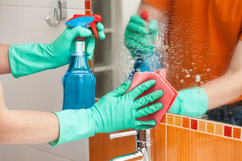 Professional cleaners working in a modern home