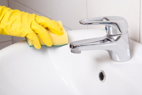 Cleaners using advanced equipment in a commercial space